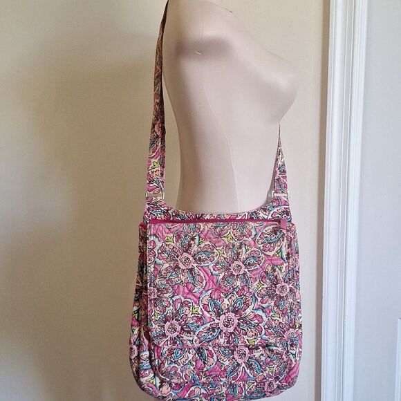 Vera Bradley Pink Floral Messenger Bag And Wallet Set - Picture 1 of 14